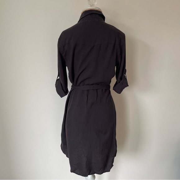 Anthropologie Cloth & Stone Washed Black Utility Pocket Button Up Shirt Dress XS - Picture 4 of 10